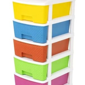 Multicolour Plastic Modular Storage Box Drawer 5 Rack